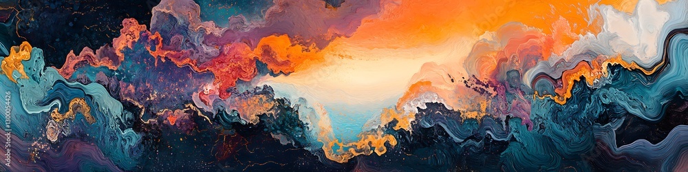 Poster abstract cloudscape: a stunning, large-format abstract painting captures the essence of a breathtaki