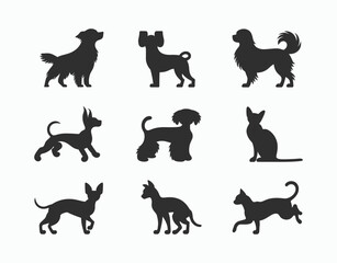 Modern Dog and Cat Silhouette EPS Vector