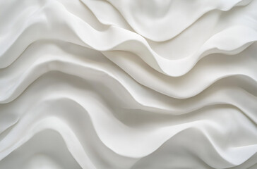 Obraz premium Soft White Textured Fabric Close-Up – Elegant Silky Material with Flowing Folds and Creases Creating Depth and Sophistication for Luxurious Interior and Fashion Design Inspiration