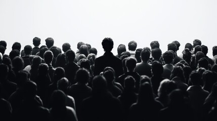 Pink silhouette of couple standing in monochrome crowd of different people,surreal unique and different concept,loneliness in society,shadow,freedom,Love,be yourself,Stand out from the crowd.