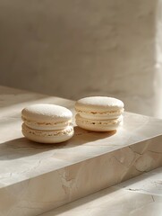 Macaroons on wooden background 