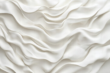 Fototapeta premium Soft White Textured Fabric Close-Up – Elegant Silky Material with Flowing Folds and Creases Creating Depth and Sophistication for Luxurious Interior and Fashion Design Inspiration