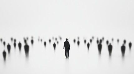 Naklejka premium Pink silhouette of couple standing in monochrome crowd of different people,surreal unique and different concept,loneliness in society,shadow,freedom,Love,be yourself,Stand out from the crowd.