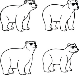Bear Line Art with Various Expressions – Cartoon Wildlife Illustration line art coloring page
