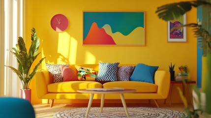 Transforming living room bright yellow vibes home interior design ideas colorful environment cozy feel fun concept