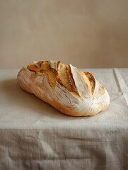 Bread on a wooden table close-up