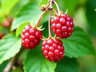 Treating Berry Bushes Two images of a bush with green leaves and red berries