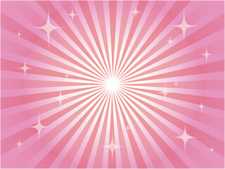 キラキラ輝くポップな集中線背景素材_ピンク色