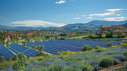 Solar Energy Farm in a Picturesque Rural Landscape
