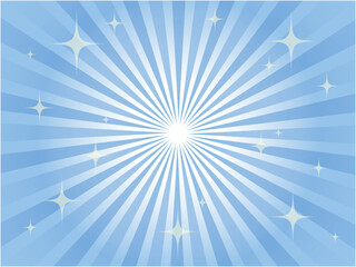 キラキラ輝くポップな集中線背景素材_青色