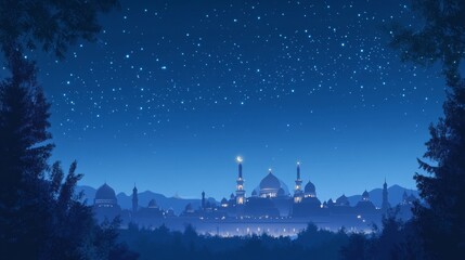 Stargazing event deep blue night sky visual art celestial environment serene viewpoint shimmering stars concept