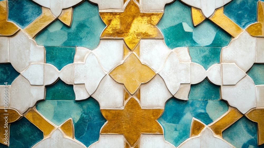 Poster creating islamic geometry intricate patterns art studio digital design serene environment artistic p