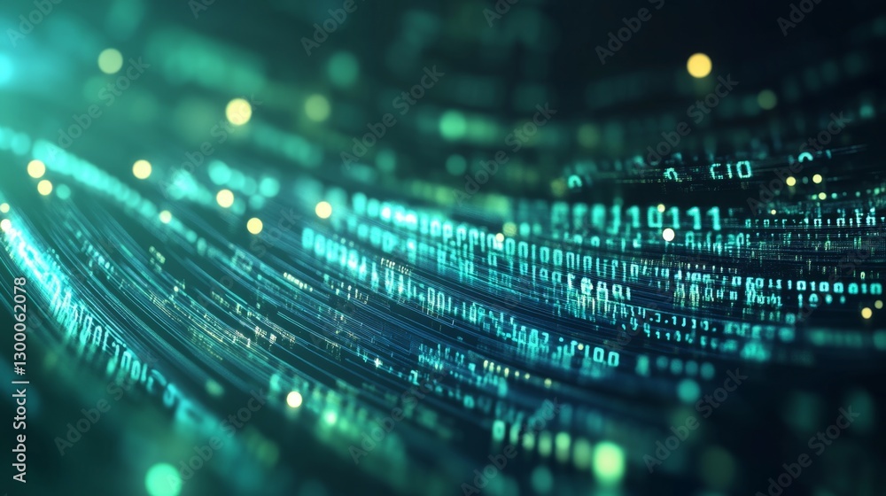 Poster streaming action in a digital matrix background virtual space visual content futuristic environment 