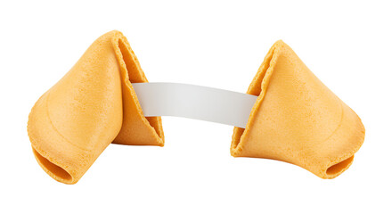 Chinese fortune cookie mockup with blank paper on a transparent PNG background