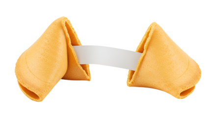 Chinese fortune cookie mockup with blank paper on a transparent PNG background