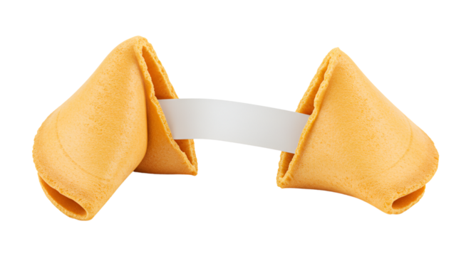 Chinese fortune cookie mockup with blank paper on a transparent PNG background - Powered by Adobe