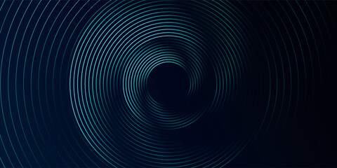 Futuristic abstract background. Glowing circle lines design. Swirl circular lines element. Future technology concept. Horizontal banner template. Suit for cover, banner, website.