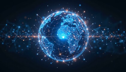 Obraz premium Global Network: Digital Connectivity & Worldwide Interconnection