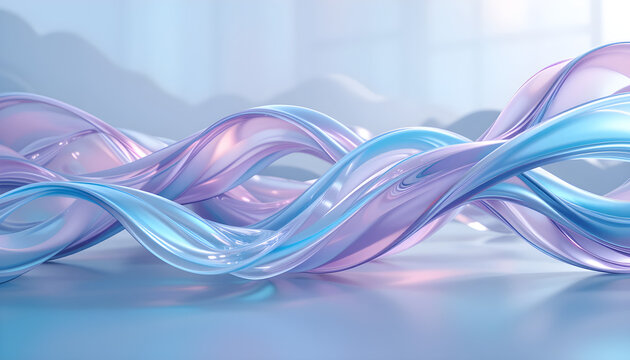 Elegant Abstract Background with Intertwining Glassy Waves and Soft Glow