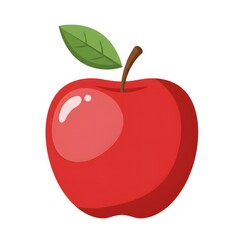 A Vibrant Red Apple with Green Leaf: A Crisp Illustration of Freshness and Health