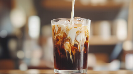 ミルクが描く美しい模様、アイスコーヒーの魅力