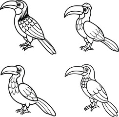 set of cartoon heron birds