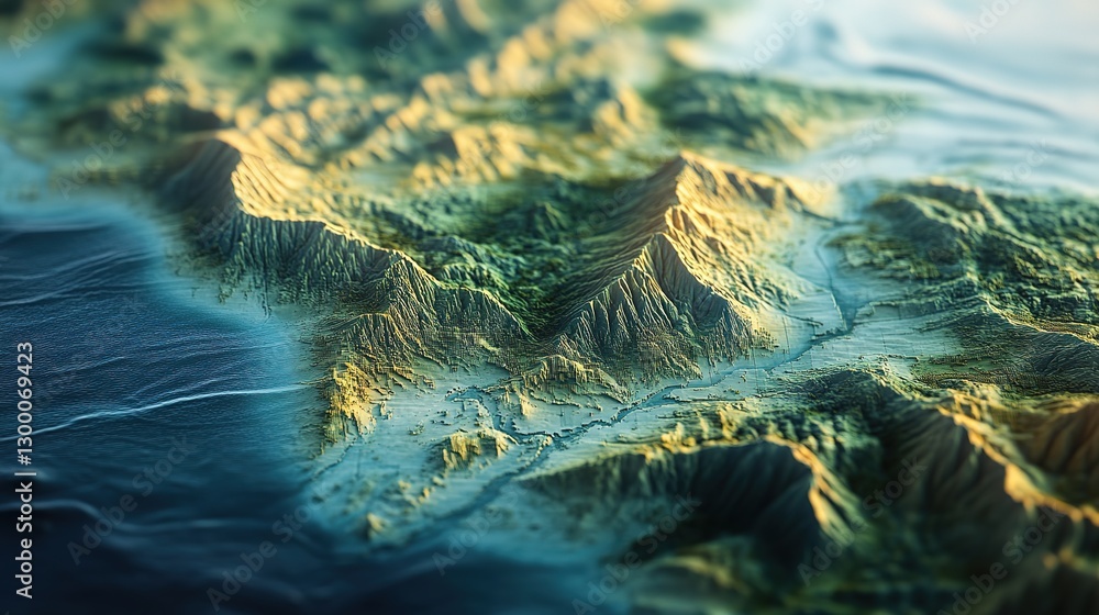 Poster 3d lidar map, a model of the earth's surface obtained after processing data from an unmanned aerial 
