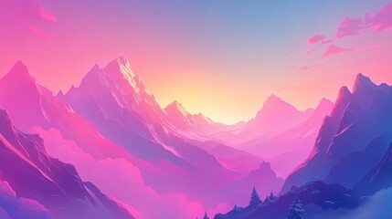 Scenic Sunset Over Mountains with Vibrant Colors