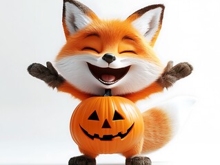 Obraz premium Playful fox celebrating halloween studio 3d animation bright joyful