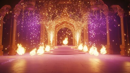 Banner design for diwali festival and podium,Diwali light decoration candle with fireworks,Stage,Product display Showcase design sparkle background,Deepavali,Dipavali,3D podium illustration.