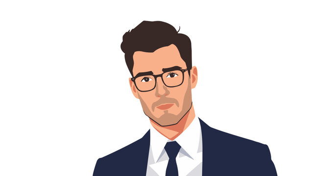 portrait of a serious young man in a suit and glasses 