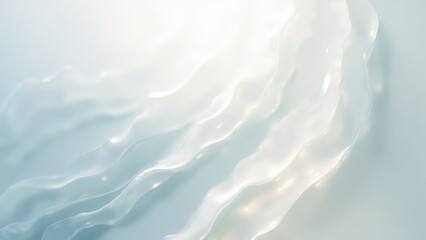 Wavy, translucent layers resembling opaque glass create a serene, abstract background