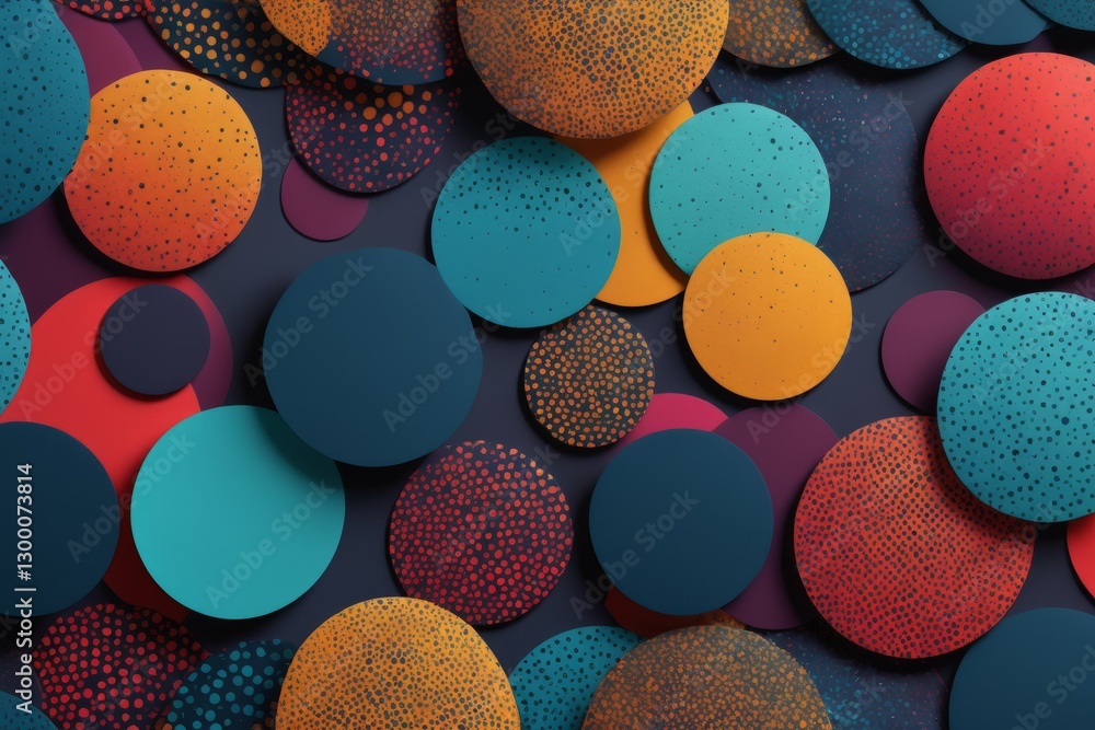 Aufkleber abstract background with colorful paper circles and bright bokeh lights