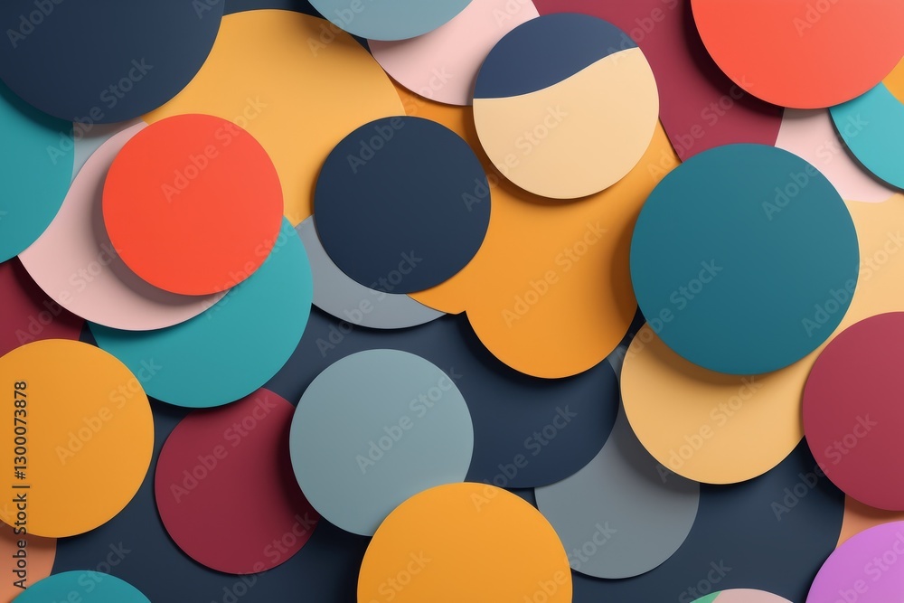 Aufkleber abstract background with colorful paper circles and bright bokeh lights