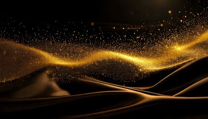 Obraz premium Gilded Whisper – Subtle, flowing waves of fine golden dust creating a soft, elegant contrast against black velvet.