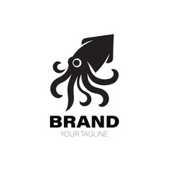Squid Logo. Squid Logo Design. Squid Logo Brand. Squid Logo Vector Design Isolated on White Background