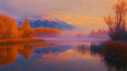 Serene Mountain Landscape with Reflective Lakes