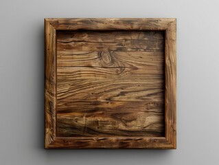 Rustic wooden frame against neutral backdrop for textured presentation