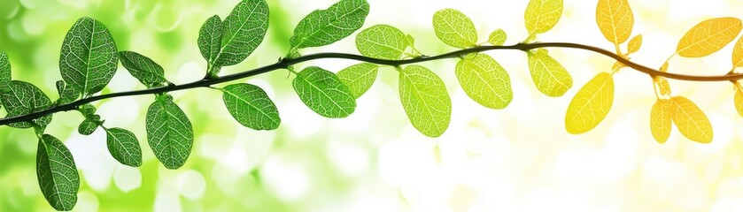 Naklejka premium Branch leaves transitioning seasons, nature background, website header