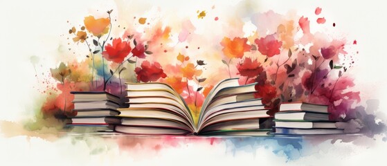 International Learning Day Celebration with Watercolor Book Design