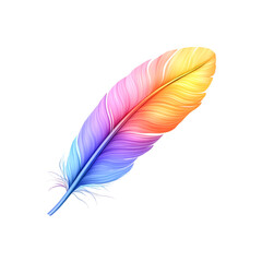 A vibrant rainbow feather floats gently showcasing ethereal beauty and delicate grace