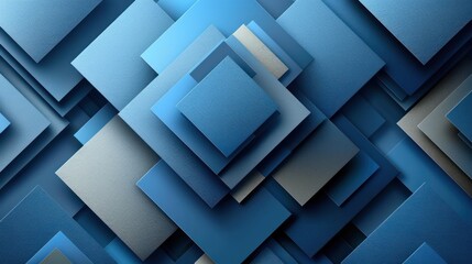 Abstract layered squares in shades of blue and gray