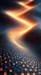 Abstract Glowing Dots Pattern With Orange Light Beams