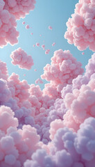 Fototapeta premium Ethereal Floating Shapes in Pink, Lavender, and Sky Blue Atmosphere
