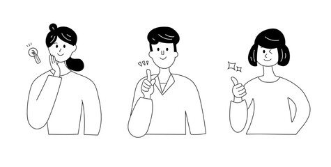 ポジティブな表情の人々のアイコンイラスト素材