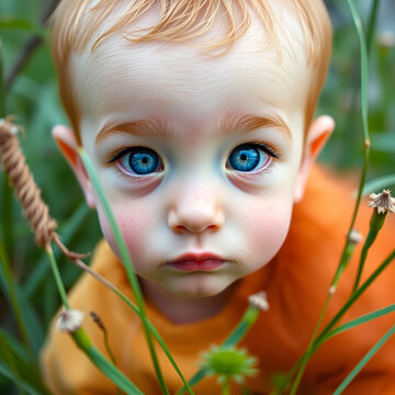 Un lindo chico de ojos muy azules y pelo extremadamente rubio