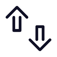 Arrows icon Up and Down Arrows Icon. Directions dark mode glyph ui icon. Symbol on black space in a white background.