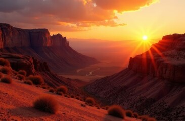 Naklejka premium Breathtaking sunset over monument valley's majestic red rock formations