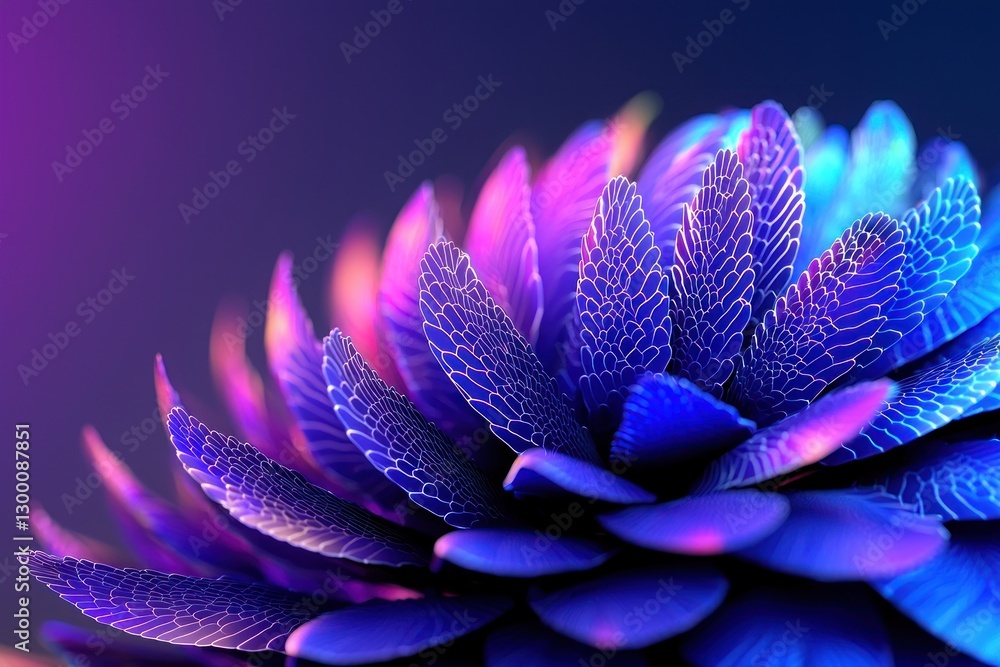 Poster close up abstract luminous petals with intricate patterns on vivid colorful blackground aesthetic ph