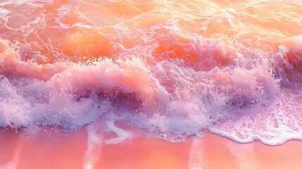 waves crashing on to the beach at the final sun light of the day, golden hour effect